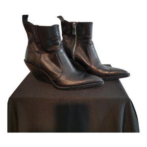 Zara Leather Cowgirl Booties Pointed Toe - Size 8